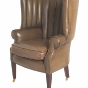 Olive Green Fluted Leather Library Chair